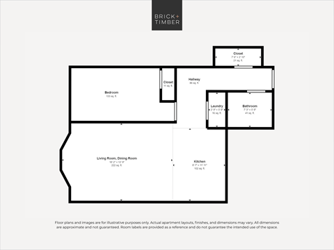 Floor plan for 1 bed, 1 bath, 902 sqft